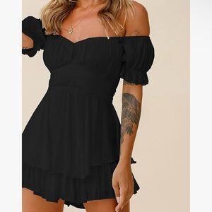 Black Off-Shoulder Romper